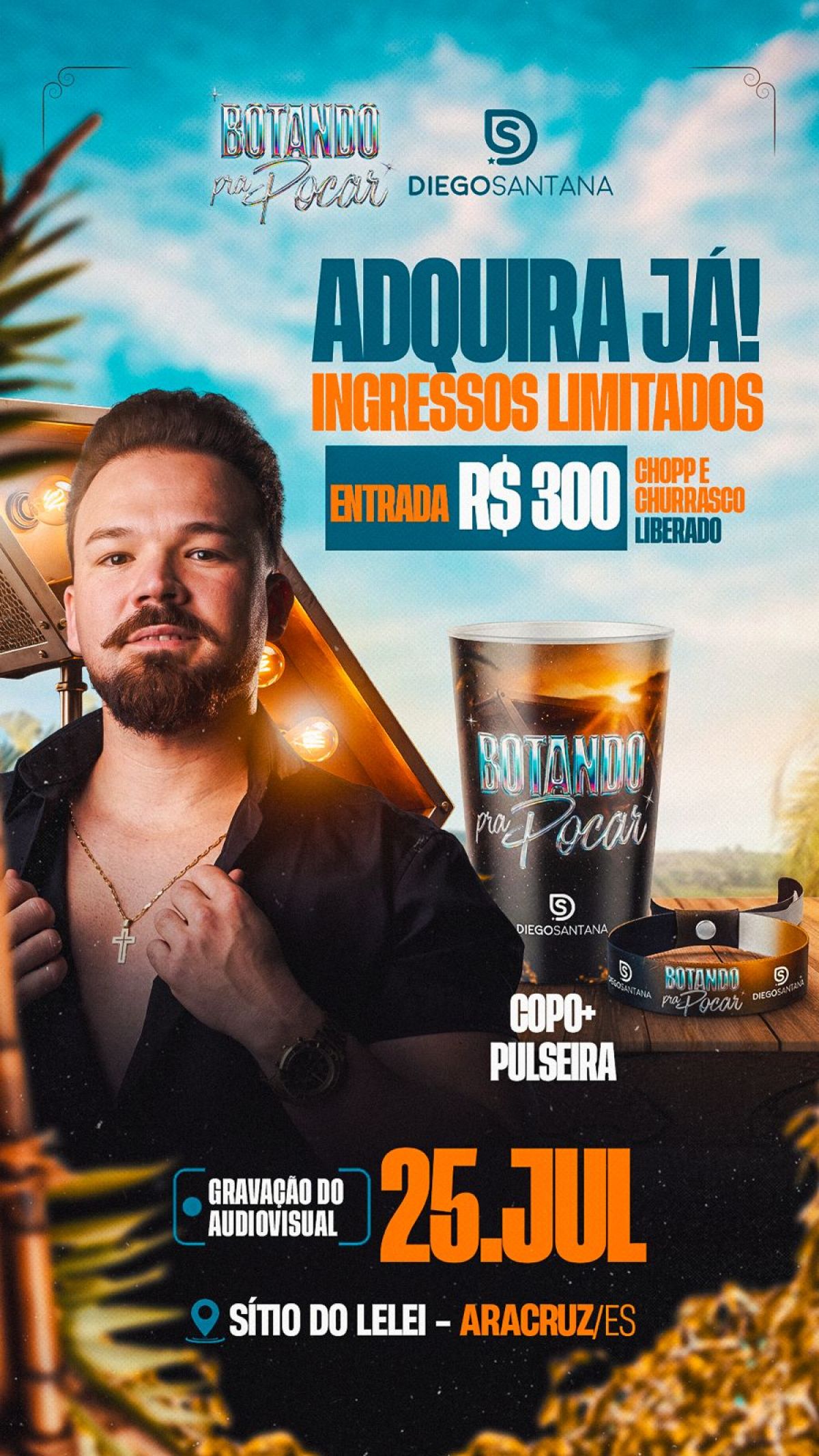 Diego Santana grava novo audiovisual em Aracruz com evento 